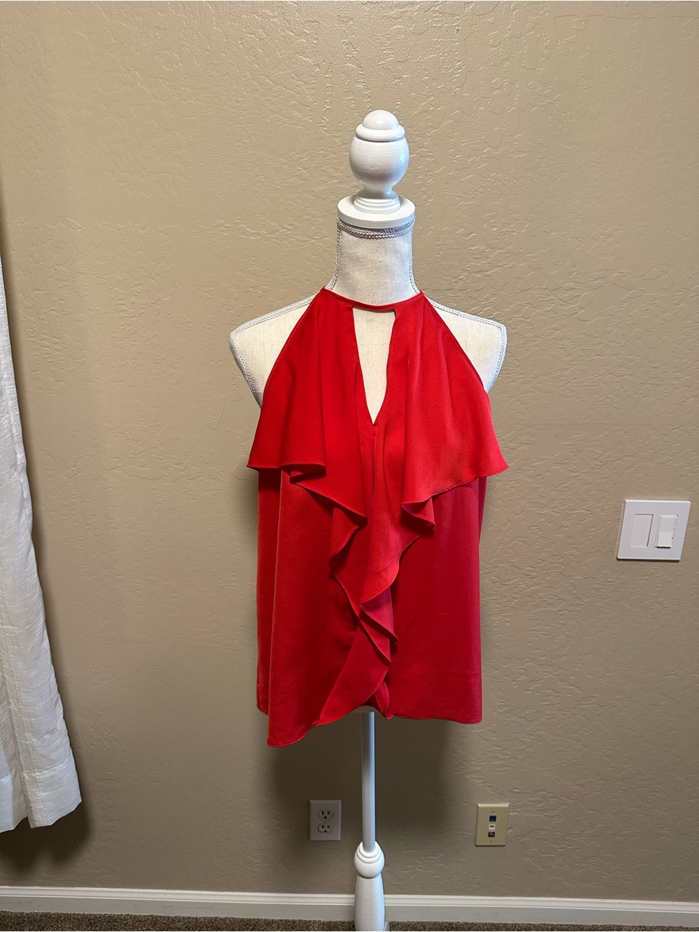 Guess Red Ruffle Halter Camisole